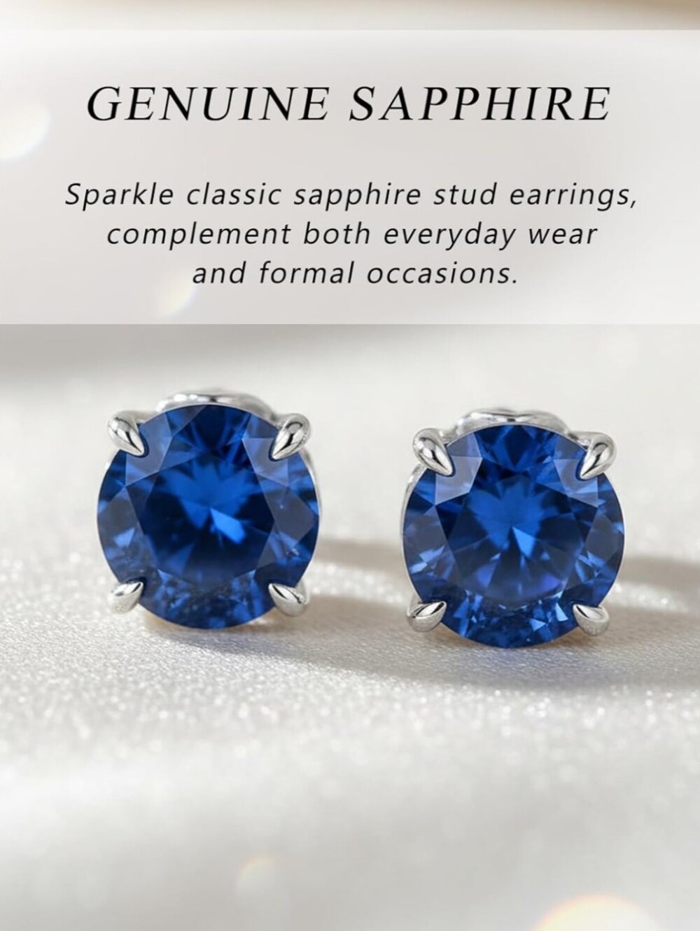 New Lab-Created Sapphire 925 Sterling Silber Stud Earrings 2.60 CTW Royal Blue - Picture 3 of 5